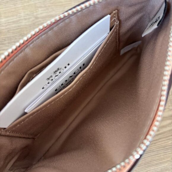 Coach Peach Leather Wristlet W/Beautiful Mesh Scarf and Pink Beaded Bracelet - Picture 6 of 6